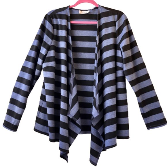 Linea by Louis Dell'Olio Cardigan Jacket Asymmetrical Draped Striped Women Large - Picture 8 of 12